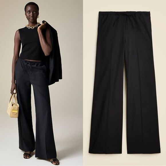 NWT J CREW Superwide Stratus pant in city twill in black - Picture 1 of 7